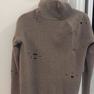 Autumn Cashmere Brown Distressed Sweater